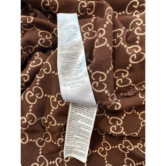 Gucci Brown & Tan GG Monogram Polo T-Shirt - Picture 6 of 7